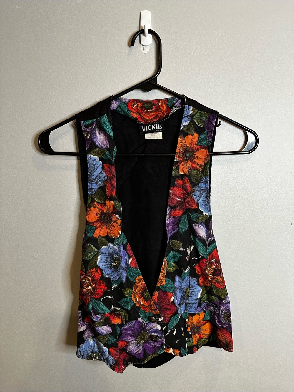 Vintage Vickie Floral Open Front Vest